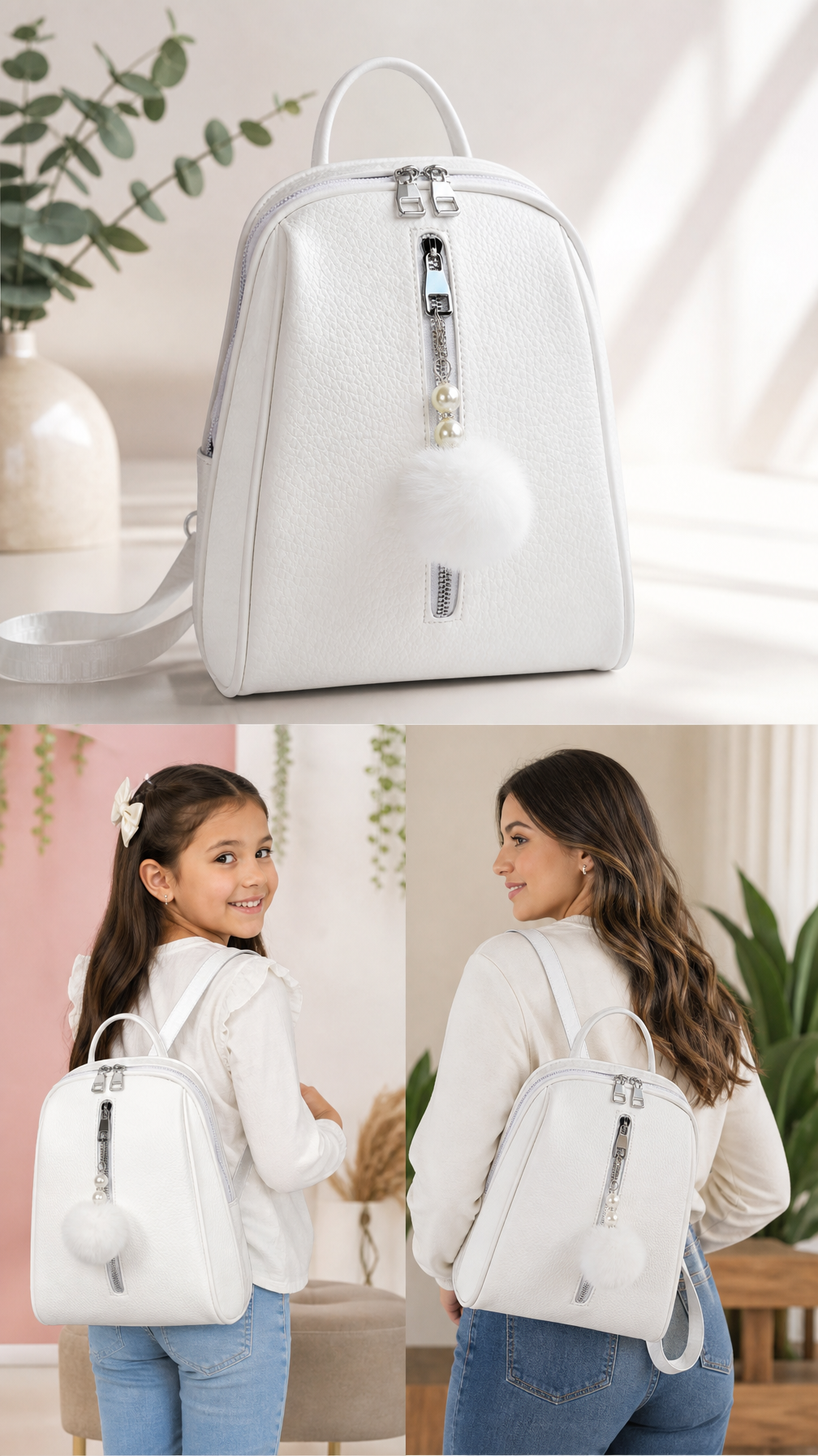 Mini Morral Blanco Pompón