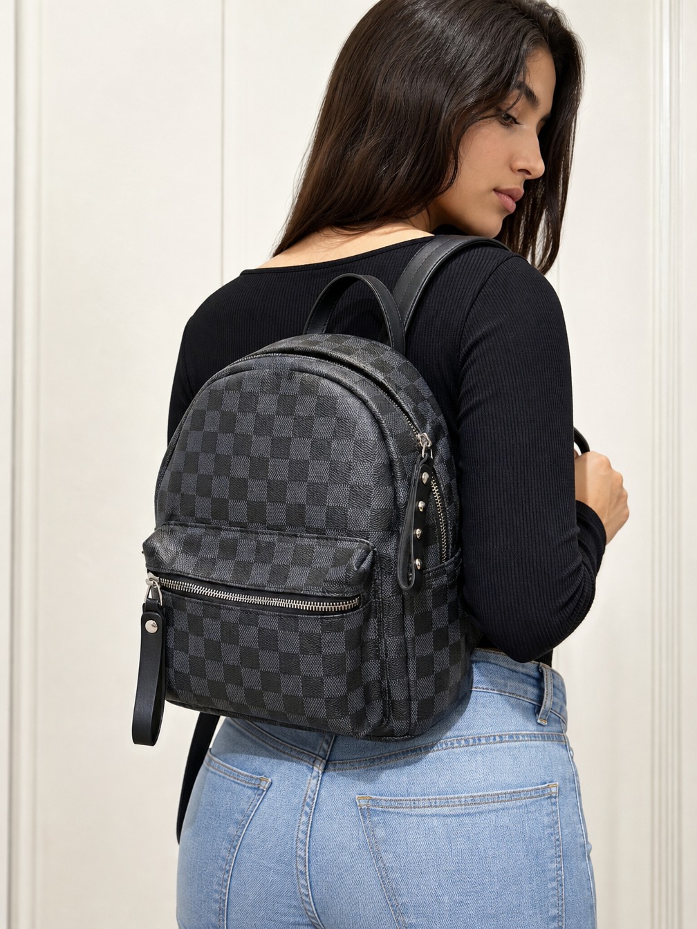 Mini Morral Damero Negro