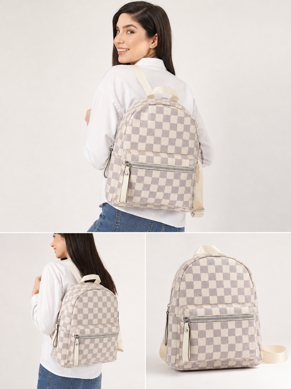 Mini Morral Damero Beige