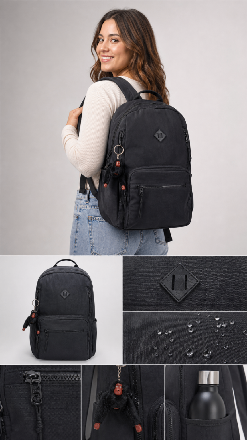 Morral Casual Negro Impermeable