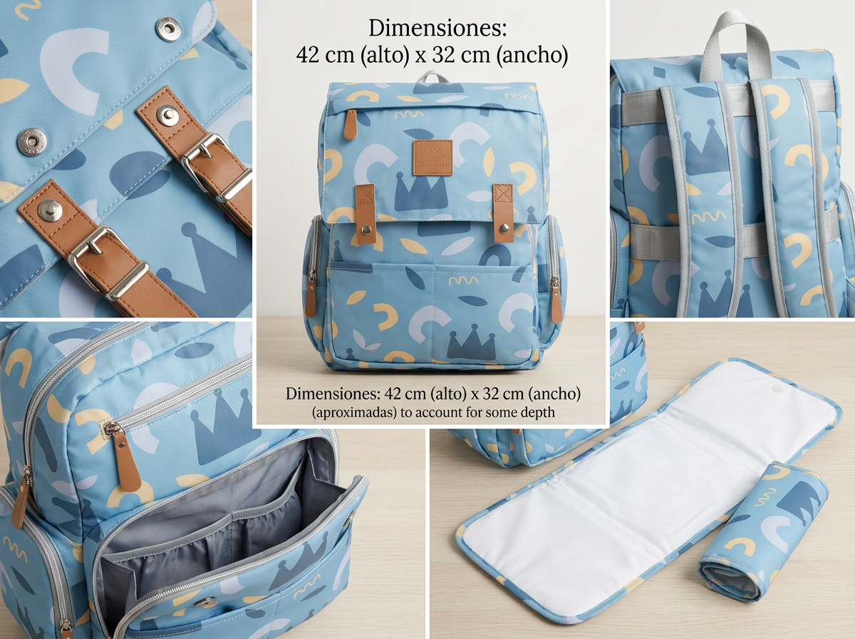 Pañalera Azul Coronas 42x32cm